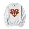 Polish colorful folk flower heart crewneck sweatshirt in white