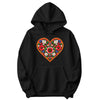 Polish colorful folk flower heart hoodie in black