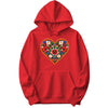 Polish colorful folk flower heart hoodie in red