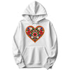 Polish colorful folk flower heart hoodie in white