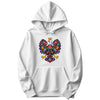 White hoodie with colorful Polish folk art crowned eagle