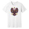 White T-shirt with colorful Polish folk art crowned eagle