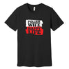Black T-shirt with Polish Wife Happy Life design in Polish flag colors