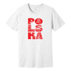 White T-shirt with vertical POLSKA crowned eagle line art design