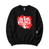 Black crewneck sweatshirt with red and white Poland map, eagle and POLSKA banner