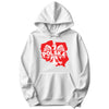 White hoodie with red and white Poland map, eagle and POLSKA banner
