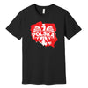 Black T-shirt with red and white Poland map, eagle and POLSKA banner