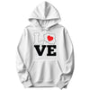 White hoodie with LOVE design where the O is a map of Poland with a red heart