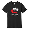 Black T-shirt with white and red poppy flower and POLSKA lettering