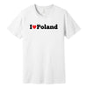 White T-shirt with I love Poland red heart design