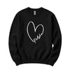 Black crewneck sweatshirt with white heart outline and Polska script