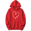 Red hoodie with white heart outline and Polska script
