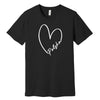 Black T-shirt with white heart outline and Polska script