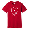 Red T-shirt with white heart outline and Polska script