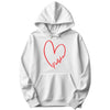 White hoodie with heart outline and Polska script