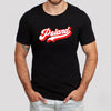 Black Poland retro script T-shirt in red and white lifestyle photo