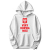 White hoodie with red Polish eagle crest and VERY KURWA NICE text