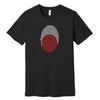 Black T-shirt with white and red fingerprint design in Polish flag colors